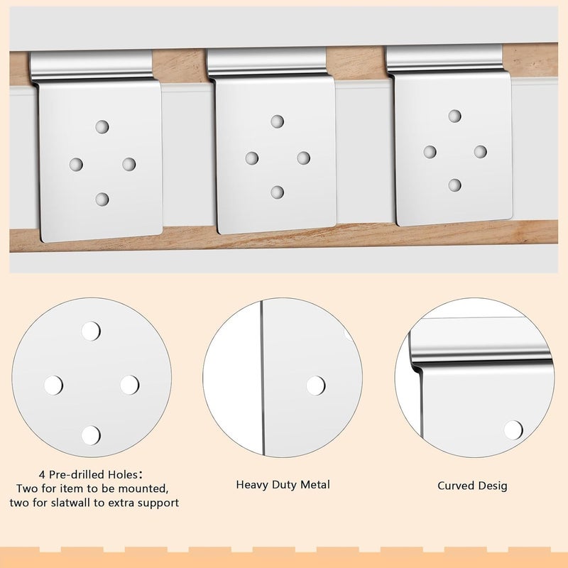 Pelopy 50 Pack Slatwall Metal Plate Mount Backplate Mounting Adapter to Make Items Slatwall Compatible Heavy Duty Steel Bracket with 4 Pre-Drilled Holes Backplate for Secure Displays - Image 4
